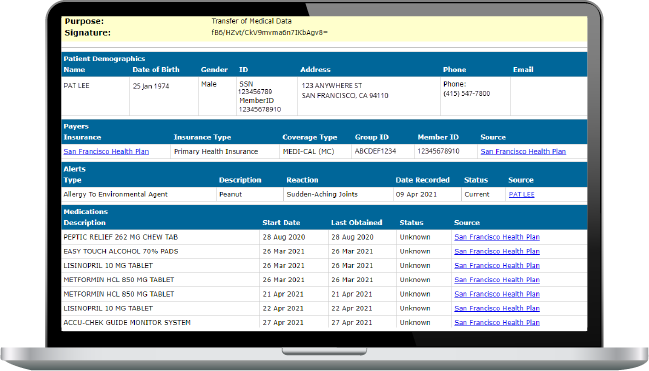 Member Portal Personal Health Record